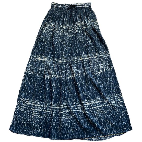 Abercrombie & Fitch Maxi Skirt Women Small Blue Pull On 100% Cotton Boho Peasant - Picture 1 of 10